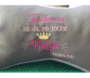 Stickdatei - Spruch "Zuhause ist da, wo meine Katze / mein Kater herrscht"